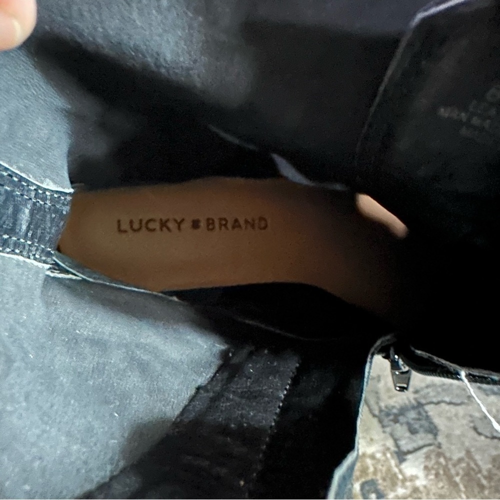 Lucky Brand Idara Suede Leather Boot Moto Style Lace-up - Picture 9 of 9